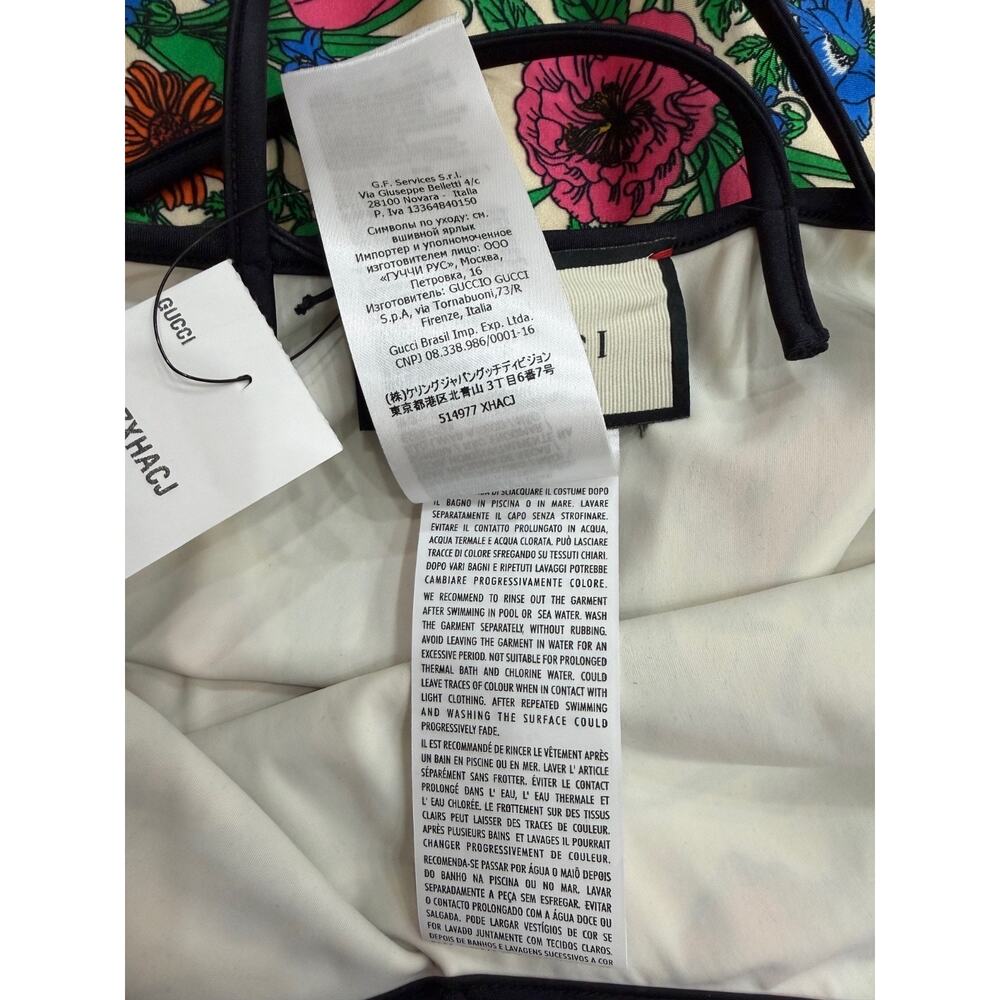 Gucci Floral Print Logo Green Criss Cross One Piece Swimsuit Bathingsuit S Small - Picture 14 of 14